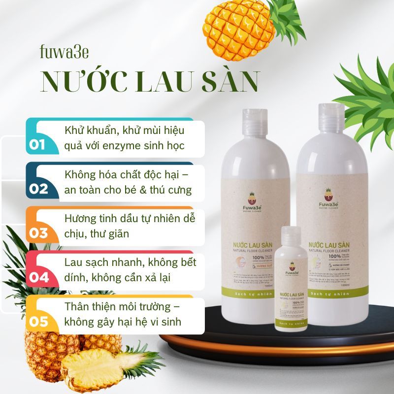 Nước Lau Sàn Fuwa3e, Nước Lau Nhà Sinh Học Hữu Cơ An Toàn Hương Quế, Chanh Xả Xua Đuổi Côn Trùng