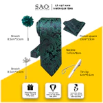 Cà Vạt Nam Combo 5 Món Cao Cấp – Cà Vạt Lụa, Khăn, Kẹp, Ghim, Măng Sét – Phụ Kiện Vest Quà Tặng Lịch Lãm (CVQT-L4) — ảnh 2