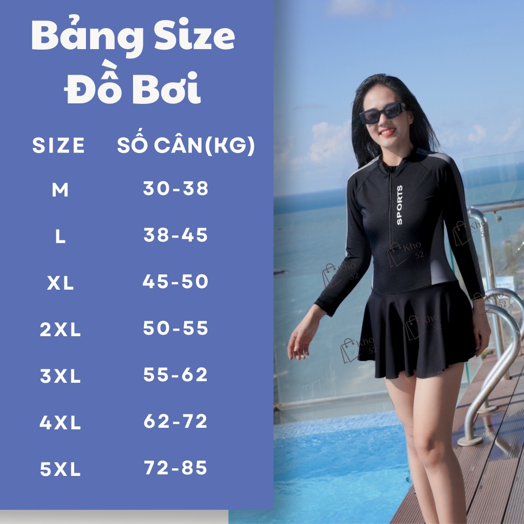 [CÓ BIGSIZE] Đồ bơi nữ tay dài bikini liền thân váy, chống nắng kín đáo đen phối xám, thiết kế thể thao