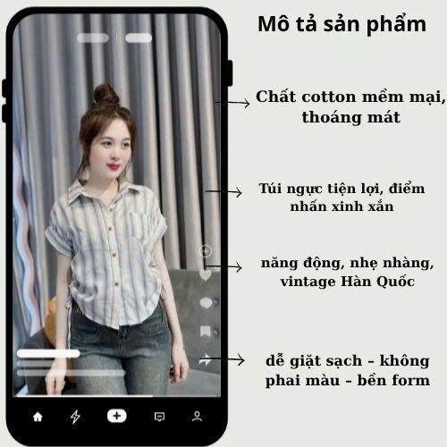 Áo sơ mi nữ dáng croptop tay ngắn có túi trước ngực kèm dây rút eo Jumito, áo thun nữ kiểu sơ Hàn Quốc HCOM2917