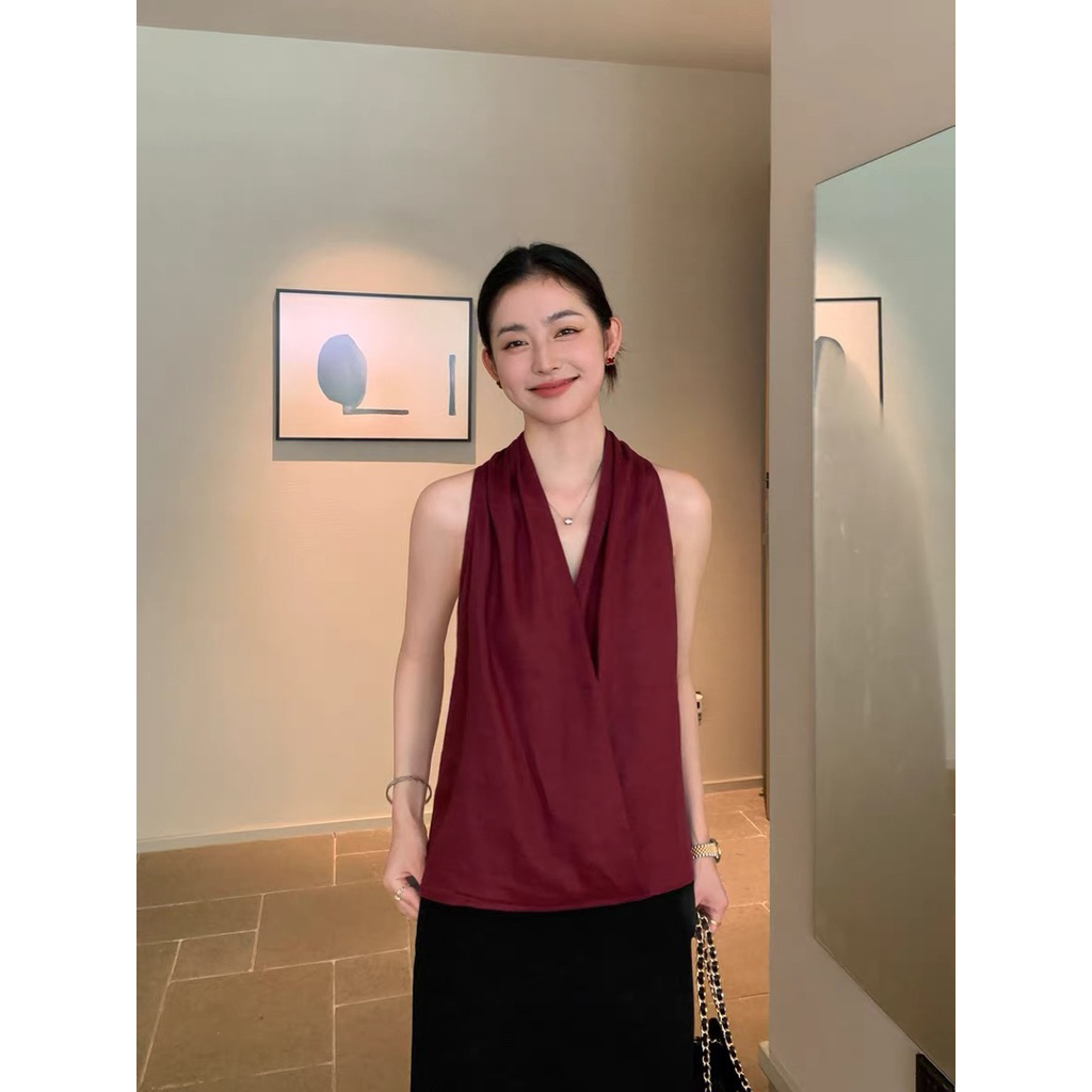 𝗩𝗶vi - Áo Linen cổ yếm tà chéo BEELY