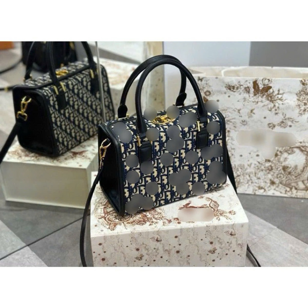 Túi xách dáng cốp khoá xoay size 27 hoạ tiết thổ cẩm sang chảnh