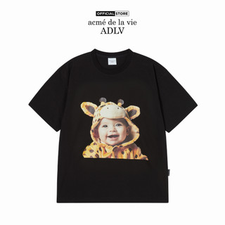 Áo Thun ADLV Baby Face Giraffe Baby Sleeve Đen dáng oversized màu đen - Hàng chính hãng