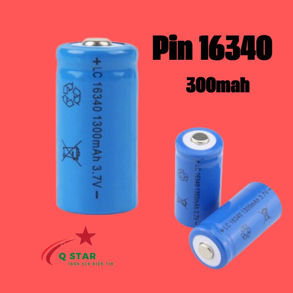 Viên Pin Mini 16340 Dung Lượng 300mah Chuẩn Đầu Nhọn 3.7V - 4.2V Phù ...