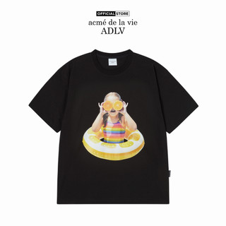 Áo Thun ADLV Baby Face Orange Tube dáng oversized màu đen - Hàng chính hãng