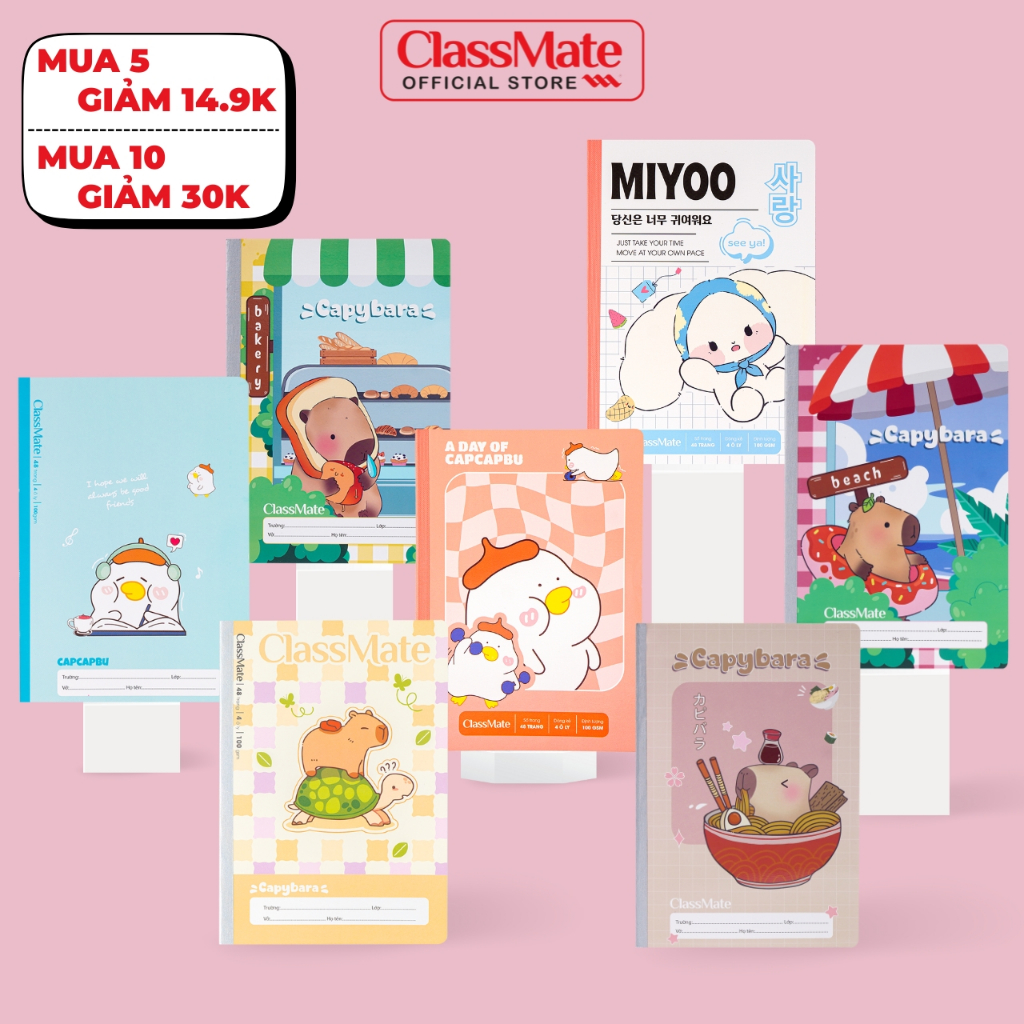 Vở Ô Li Capybara Classmate - 1 Quyển - Vở 4 ÔLi 2.5x2.5mm 100gsm 48/80 Trang Giấy Chống Lóa Vở Học Sinh