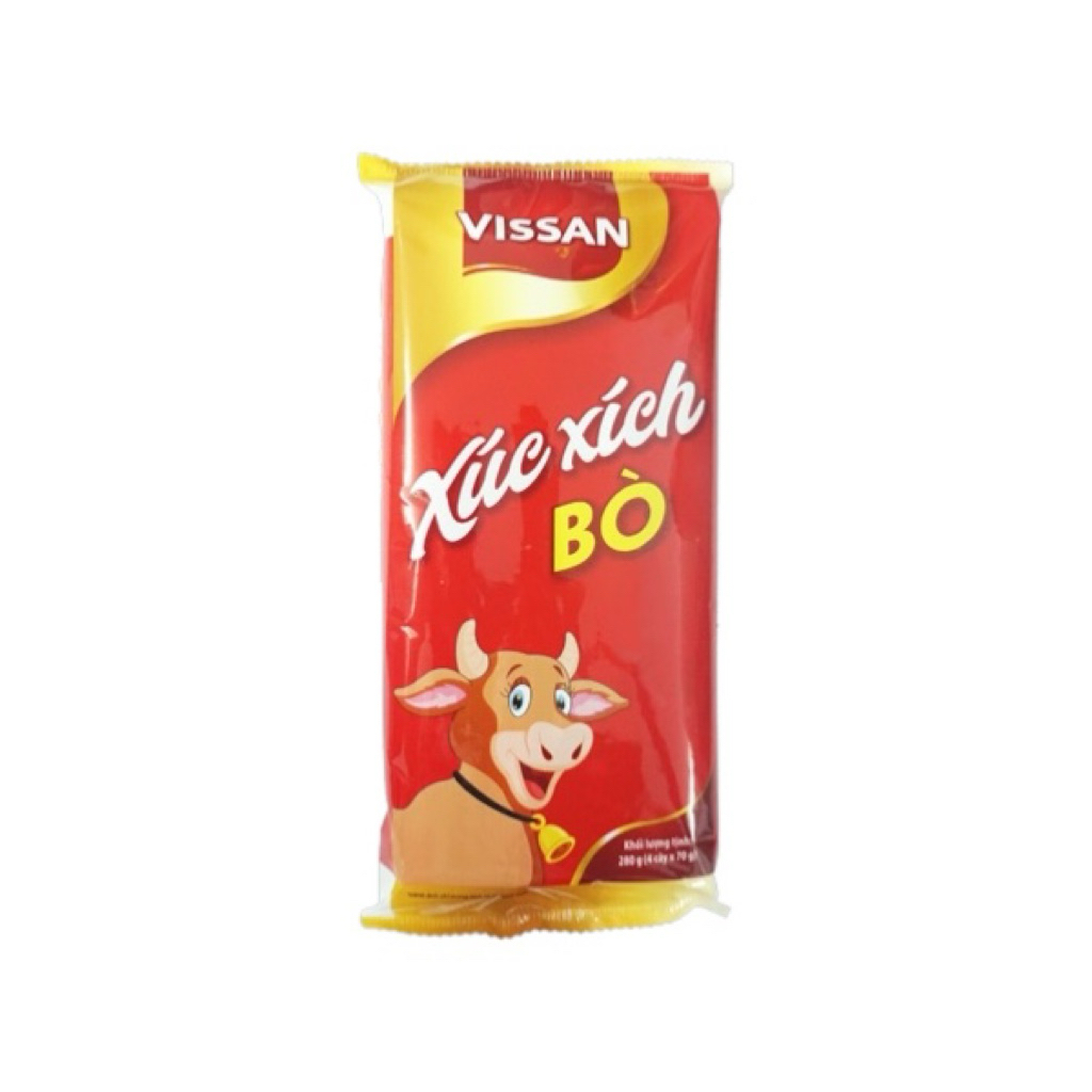 Vissan Combo 5 Xúc Xích Tiệt Trùng Bò Cây lớn 70g (280g/gói x 4cây) Date Mới