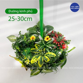 Hoa giả che phủ chân đế hoa khổng lồ, cột hoa bóng bay, đường kính phủ rộng từ 25 - 30cm