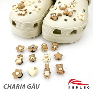 BỘ CHARM 3D Sticker 12 Cái Gắn Sẵn Chân Kích Thước Chuẩn CHO DÉP ĐÚC – DÉP SỤC REDLEO EVA