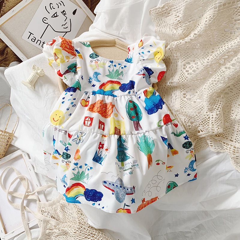 Váy Cho Bé Gái, Váy Nhiều Họa Tiết Cho Bé Gái  Chất Cotton Mát Mẻ  Dáng Suông Dễ Thương Mặc Hè Cực Xinh