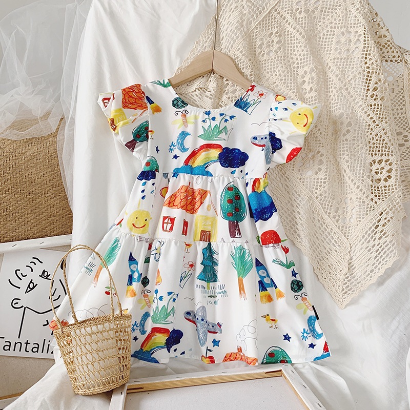 Váy Cho Bé Gái, Váy Nhiều Họa Tiết Cho Bé Gái  Chất Cotton Mát Mẻ  Dáng Suông Dễ Thương Mặc Hè Cực Xinh