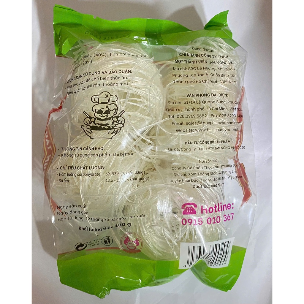 Bún Tàu Lọn Việt San 100g/180g - Sợi Tròn Nhỏ Dễ Chế Biến Dinh Dưỡng Cao Phù Hợp Món Xào Chưng