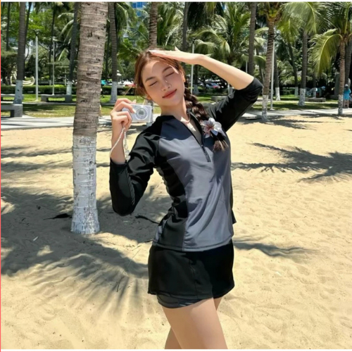DB016  ( Size M, L,XL ) Đồ Bơi Đi Biển Áo Dài Tay Quần 2 Lớp dáng thể thao,trẻ trung,năng động, kín đáo HAN.T Shop