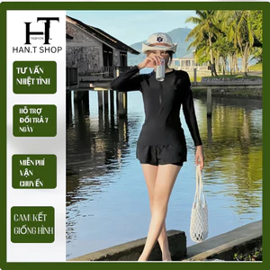 DB016 ND ( Size M, L,XL ) Đồ Bơi Đi Biển Áo Dài Tay Quần 2 Lớp dáng thể thao,trẻ trung,năng động, kín đáo HAN.T Shop