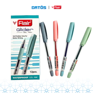 Hộp 12 bút gel Flair Glider 0.5mm, có thể thay ruột - có mực màu xanh lá.