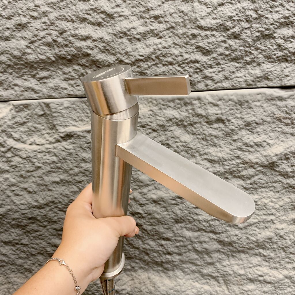 [ Cam Kết Chính Hãng ] Vòi cao Lavabo rửa mặt hãng SUPOR 212224-01-LS có nóng lạnh , inox 304