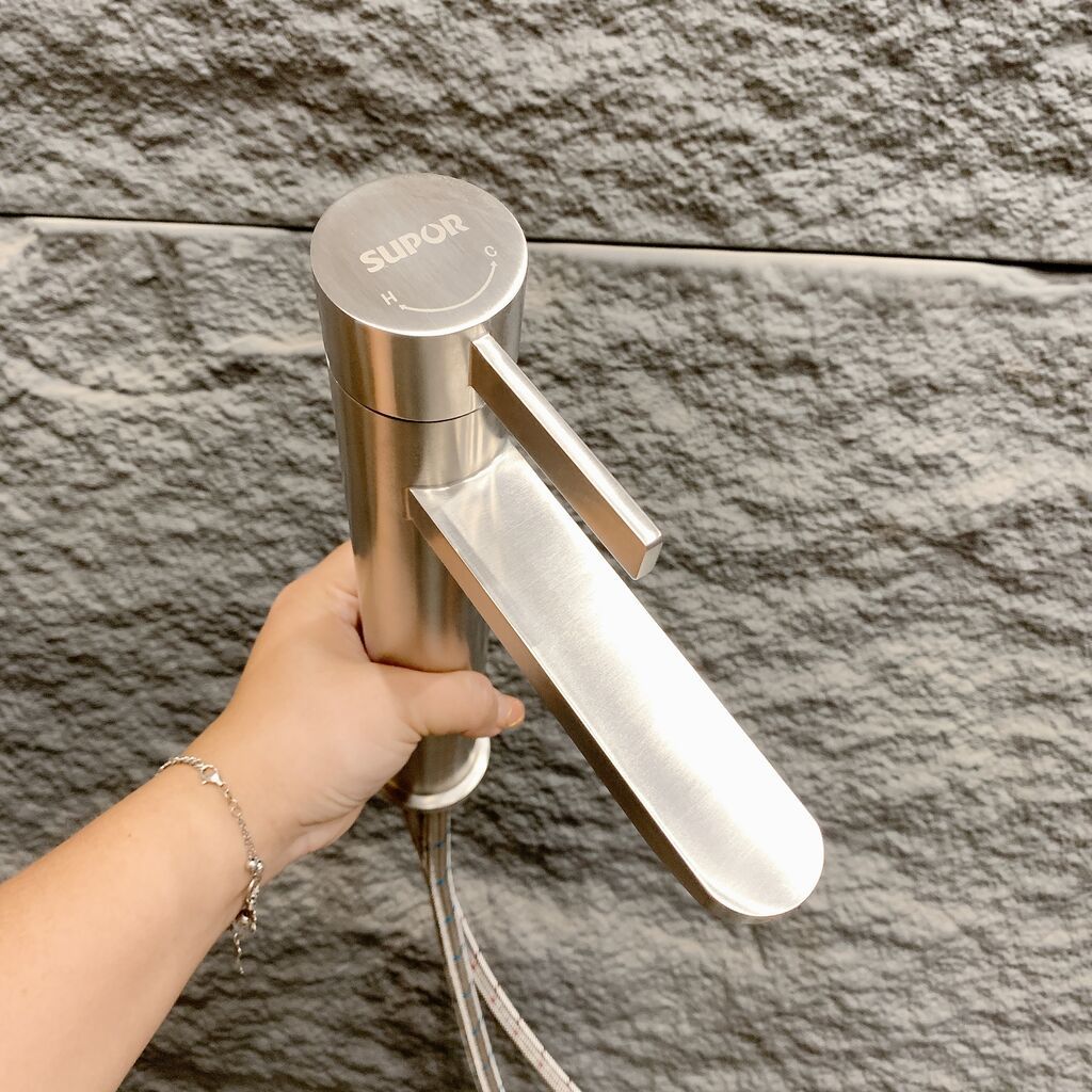 [ Cam Kết Chính Hãng ] Vòi cao Lavabo rửa mặt hãng SUPOR 212224-01-LS có nóng lạnh , inox 304
