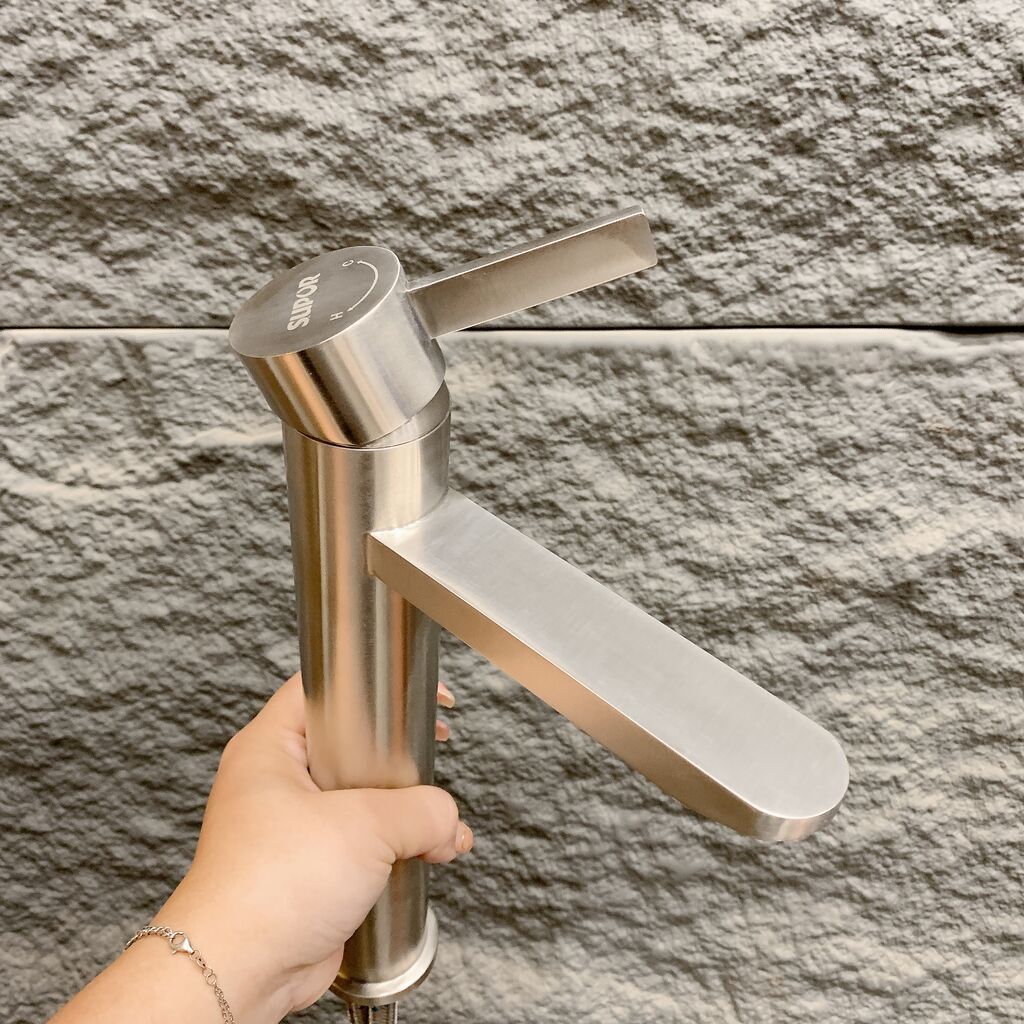 [ Cam Kết Chính Hãng ] Vòi cao Lavabo rửa mặt hãng SUPOR 212224-01-LS có nóng lạnh , inox 304