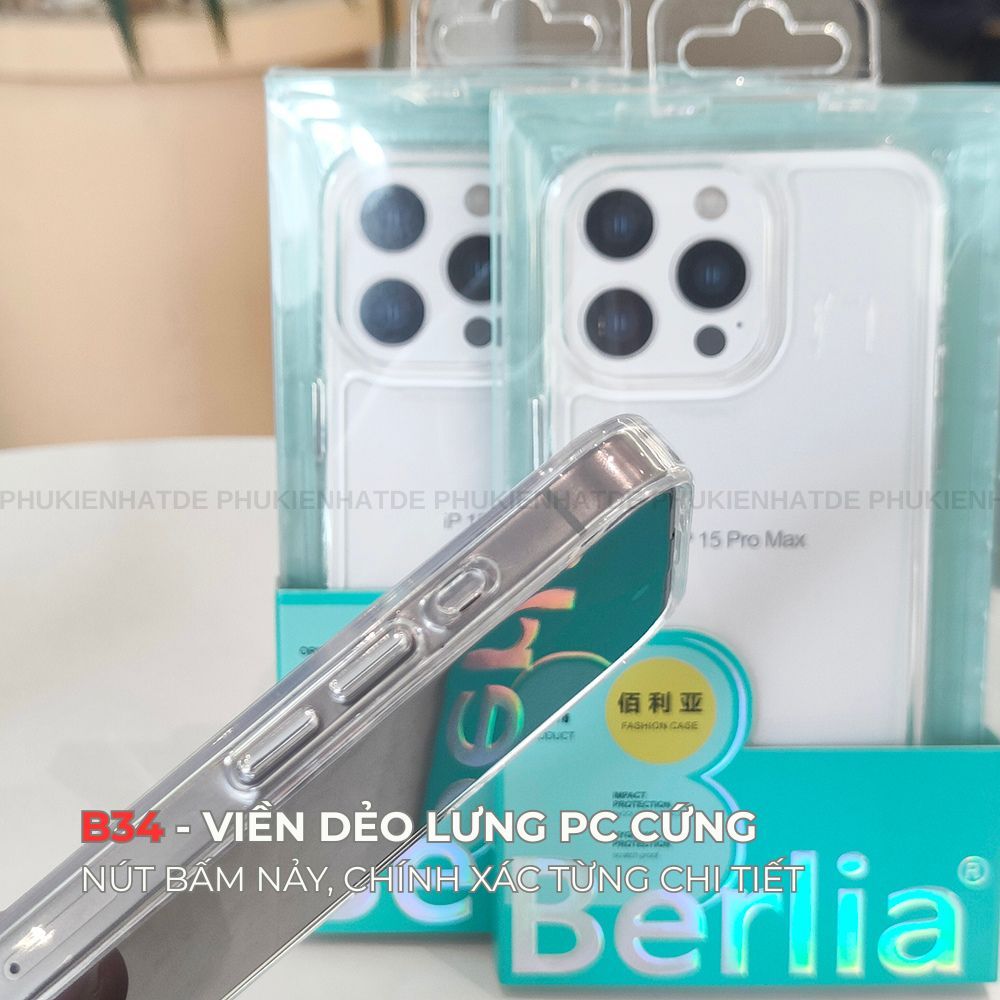 Ốp Lưng Chính Hãng Berlia Trong Suốt dành cho 11/12/13/14/15/16/17/Plus/Pro/Pro Max