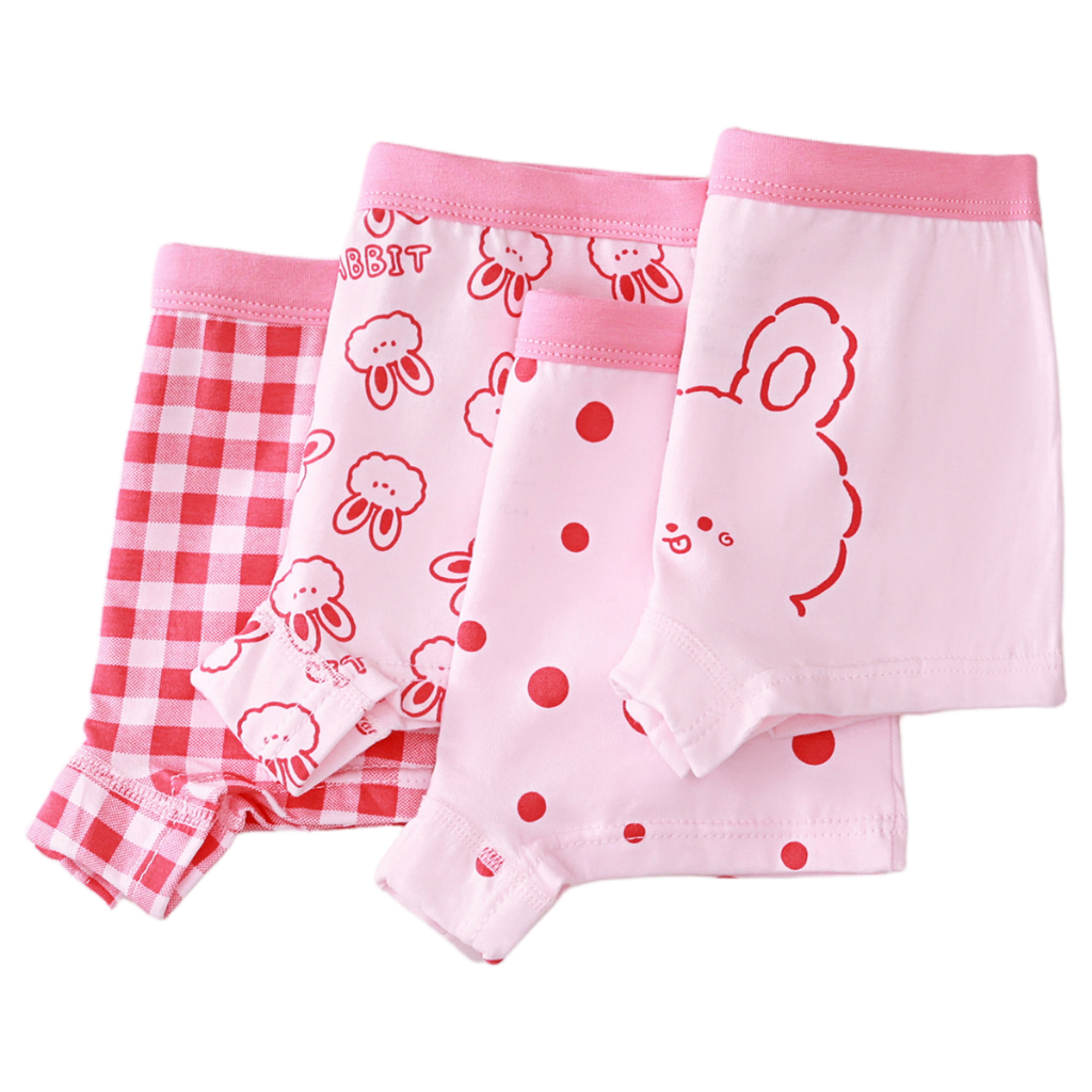Combo 4 Quần Chíp Cho Bé Gái Màu Hồng Cho Bé Gái Hình Cute Chất Liệu Thun Mát Mềm Mại Thoáng Khí