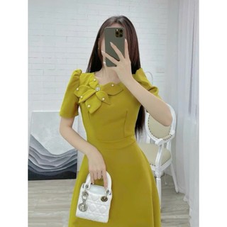 Đầm dự tiệc, công sở thanh lịch, dáng xoè che khuyết điểm, chất liệu cotton lạnh mềm mại N73