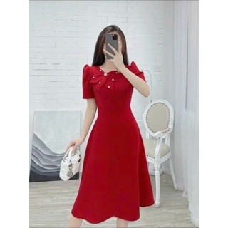 Đầm dự tiệc, công sở thanh lịch, dáng xoè che khuyết điểm, chất liệu cotton lạnh mềm mại N73