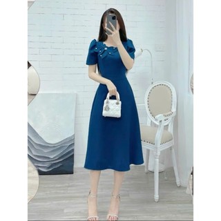Đầm dự tiệc, công sở thanh lịch, dáng xoè che khuyết điểm, chất liệu cotton lạnh mềm mại N73