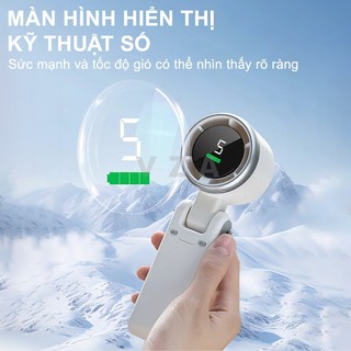 VZA Quạt cầm tay mini N607 pin dung lượng 5000mAh 5 cấp độ gió quạt tích điện có thể gấp gọn màn