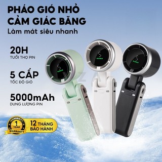 VZA Quạt cầm tay mini N607 pin dung lượng 5000mAh 5 cấp độ gió quạt tích điện có thể gấp gọn màn