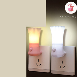 ( TẶNG SET 10 KHẨU TRANG) Đèn Ngủ Cắm Điện Mini Tai Mèo Hồng Cảm Ứng, Tiết Kiệm Điện Năng, Ánh Sáng Dịu, Trang Trí
