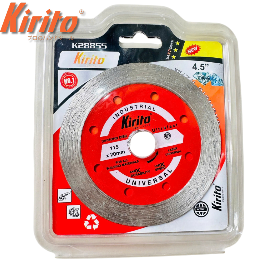 Lưỡi Cắt Gạch Liền Kirito 115mm 4.5 Inch, Lưỡi Cắt Kim Cương, Cắt Gạch Men, Đá Granite, Đá Mài