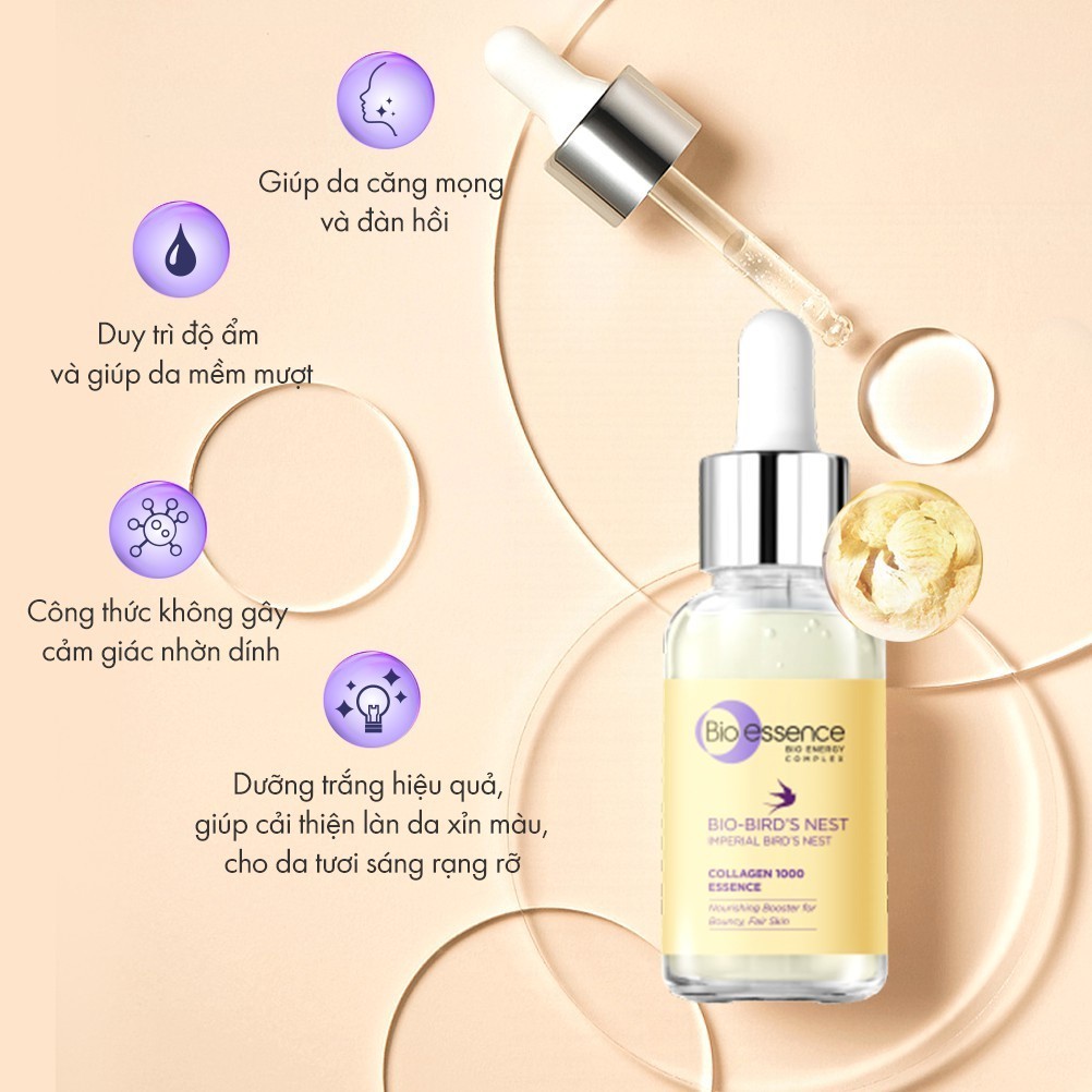 Bio-essence Bio-Bird's Nest: Sữa rửa mặt 100g, tinh chất Collagen 30ml - LIVE