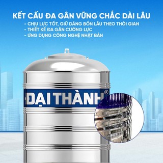 [GIAO MIỀN NAM] Bồn nước inox Đại Thành Đứng 500D 1000D 1500D 2000D, Sus 304 - Chính hãng, Bảo hành 12 năm