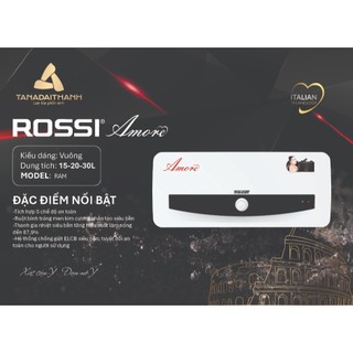 [GIAO LẮP TOÀN QUỐC] Bình nóng lạnh gián tiếp Rossi Amore Ngang (15/20/30 Lít) - Chính hãng, Bảo Hành 7 năm