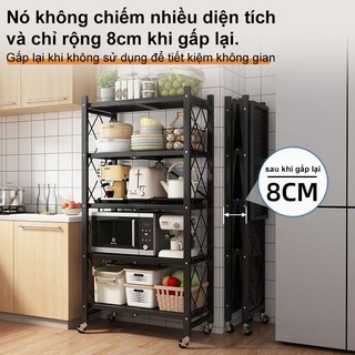 BMZAR Kệ Sắt Đa Năng Kệ gấp gọn Kệ Để Đồ kệ nhà bếp kệ lò vi sóng để đồ nhà bếp Xếp Gọn Có Bánh Xe