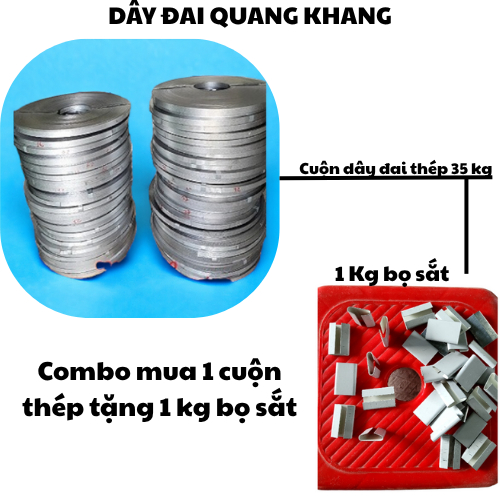 Combo mua 1 cuộn dây đai thép kẽm 35kg tặng  1kg bọ sắt. sản phẩm tiện lợi, giá rẻ nhất