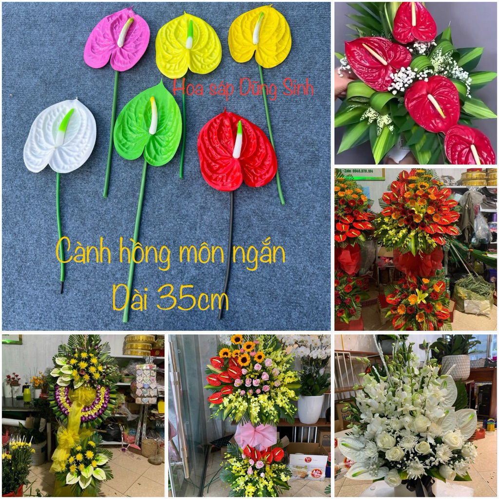 [ H361 ] Sỉ 10 cành lá hồng môn giả trang trí lãng hoa tươi, hoa giả ...