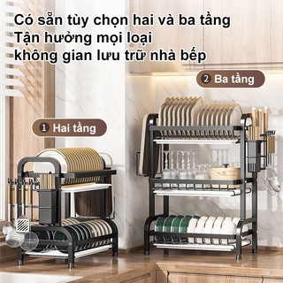 BMZAR Kệ Để Chén Đĩa Với nhiều khay thoát nước Giá để bát đĩa 2 tầng100% thép Kệ để bát đĩa