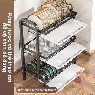 BMZAR Kệ Để Chén Đĩa Với nhiều khay thoát nước Giá để bát đĩa 2 tầng100% thép Kệ để bát đĩa