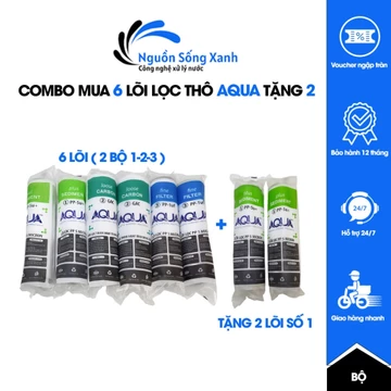 ( MUA 6 TẶNG 2 ) Combo 8 Lõi Lọc Nước AQUA Số 123 - Bộ 8 Lõi Lọc Thay Cho Mọi Loại Máy Lọc Nước RO