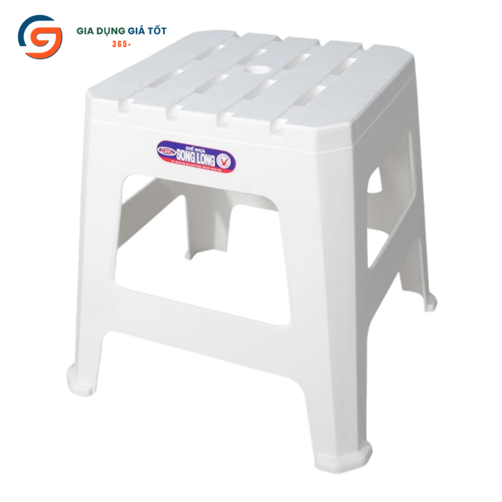 Ghế đẩu trung 5 nan Song Long 33cm, ghế nhựa chịu lực dày dặn - ngồi bếp quán trà chanh gia đình