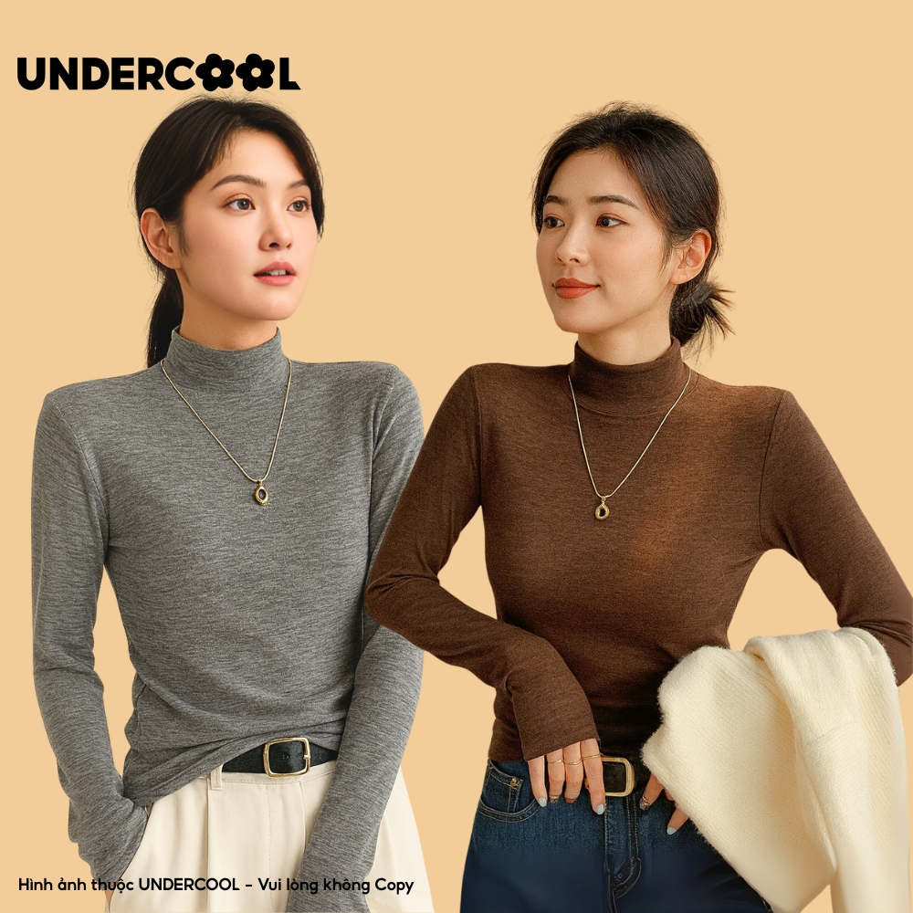 Áo thun nữ dài tay cổ thấp UNDERCOOL giữ nhiệt, lông thỏ, mềm mịn, Basic siêu co giãn ôm dáng giữ nhiệt H251