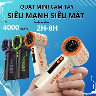 VZA Quạt Mini Cầm Tay S17 4000mAh 150 Cấp Độ Gió Dùng 8H Có Thể Sạc  Màn Hình LED Hiển Thị Sử Dụng 1H-8H