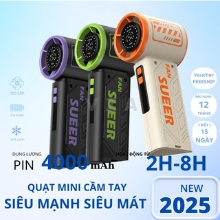 VZA Quạt Mini Cầm Tay S17 4000mAh 150 Cấp Độ Gió Dùng 8H Có Thể Sạc  Màn Hình LED Hiển Thị Sử Dụng 1H-8H