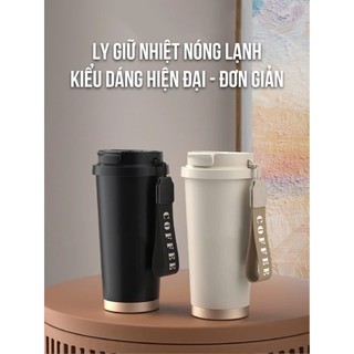 Cốc giữ nhiệt tráng gốm cao cấp, bình giữ nhiệt Nesthome có nắp đậy ống hút giữ nhiệt lâu