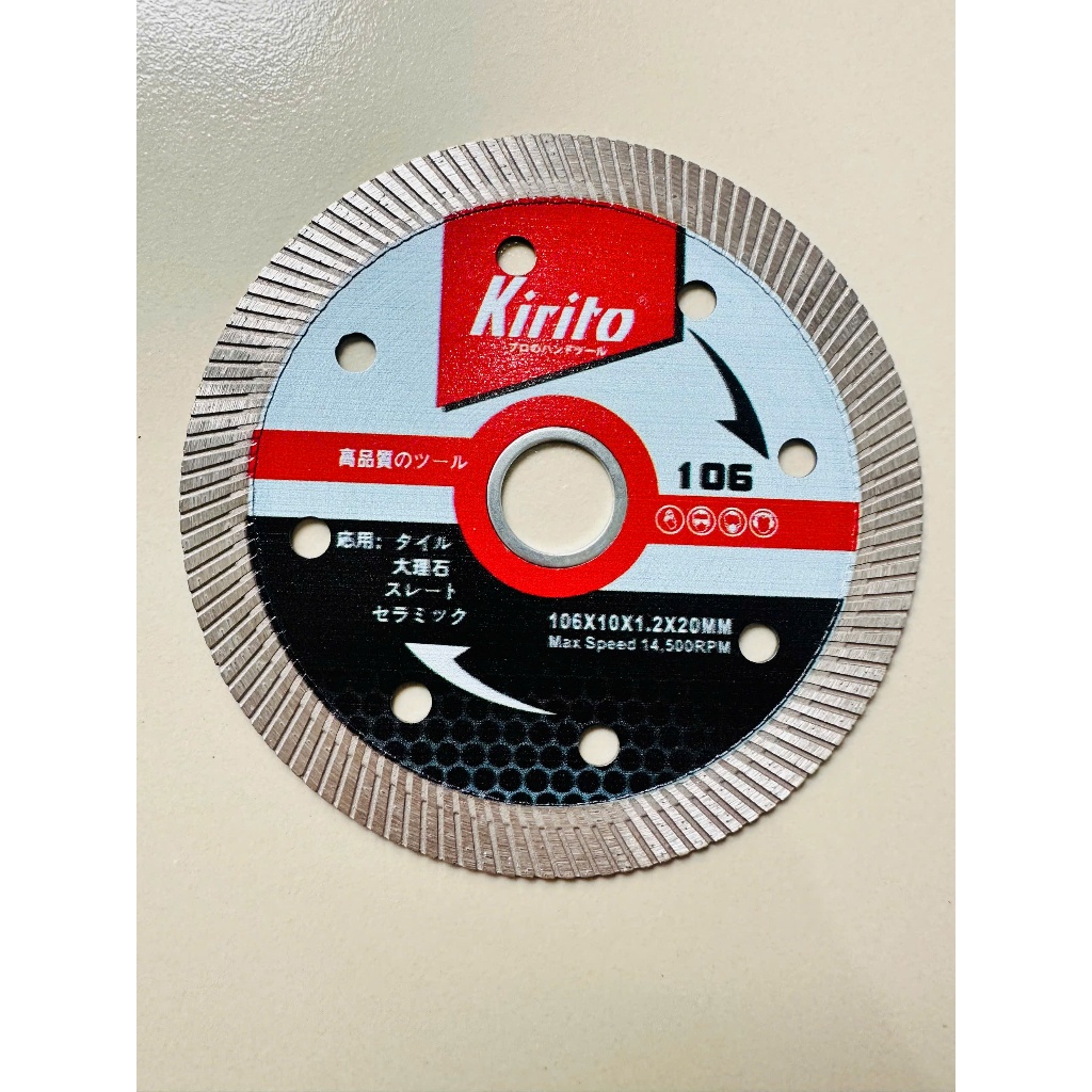 Lưỡi Cắt Gạch Đa Năng Kirito 106mm – Cắt Gạch Men, Đá Granite, Terrazzo – Cắt Khô & Cắt Ướt