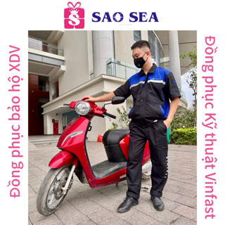 Bộ Đồng phục ktv xưởng dịch vụ Vinfast, vải pangrim Hàn Quốc, in phản quang. Vinfast technician uniform reflective logo