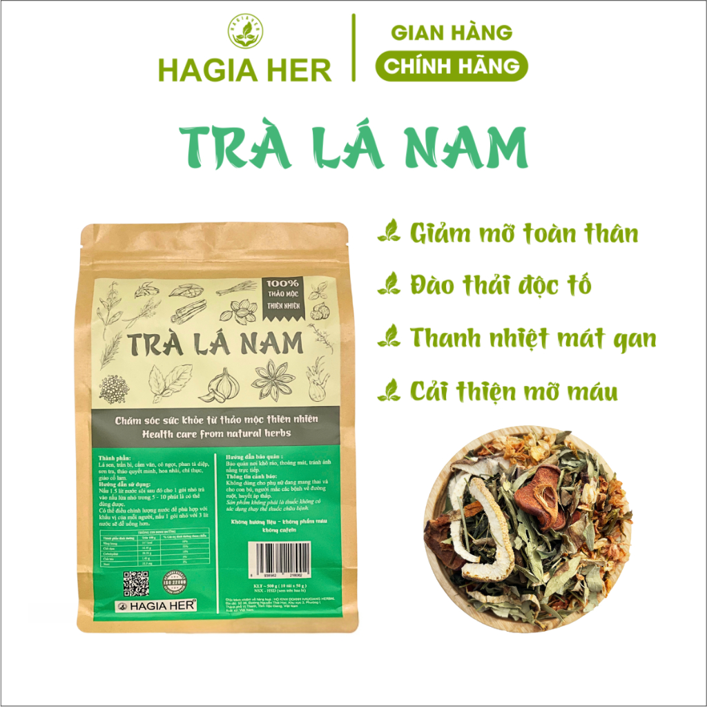 Thảo Dược Hậu Giang - Trà Lá Nam - Hỗ Trợ Giảm Mỡ - Set 10 Gói 500g