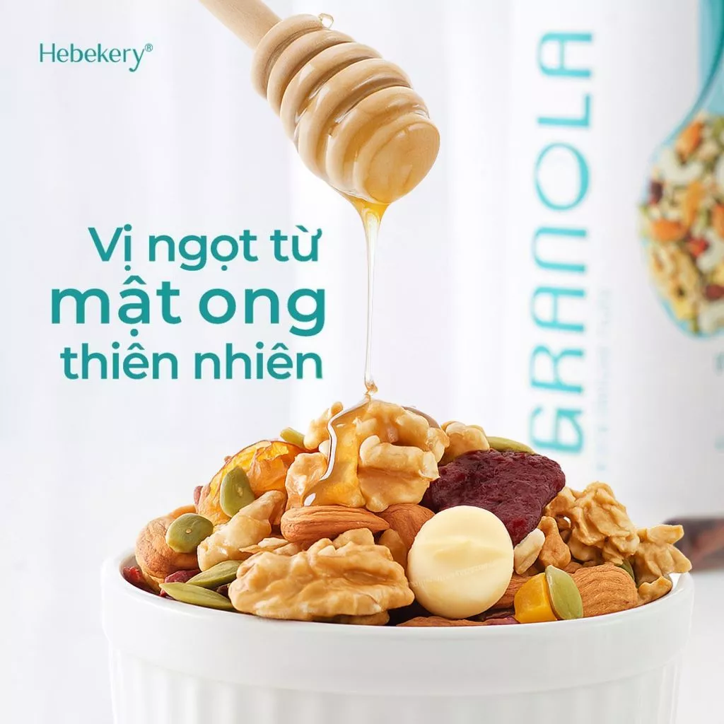 500gr Granola Siêu Hạt Vị Truyền Thống, Cacao, Matcha - Ngũ Cốc Dinh Dưỡng HEBEKERY by HEBE
