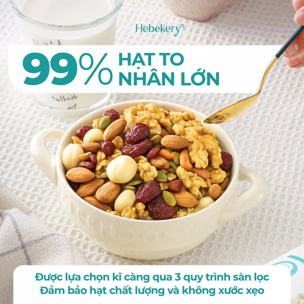 500gr Granola Siêu Hạt Vị Truyền Thống, Cacao, Matcha - Ngũ Cốc Dinh Dưỡng HEBEKERY by HEBE